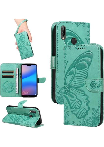 Kredi Kartı Yuvası ile Huawei P20 Lite Için Flip Case Yüksek Kalite Deri (Yurt Dışından)