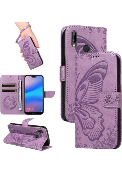 Kredi Kartı Yuvası ile Huawei P20 Lite Için Flip Case Yüksek Kalite Deri (Yurt Dışından)