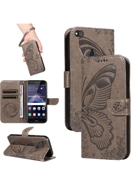 Kredi Kartı Yuvası ile Huawei P8 Lite Için Flip Case Yüksek Kalite Deri (Yurt Dışından)