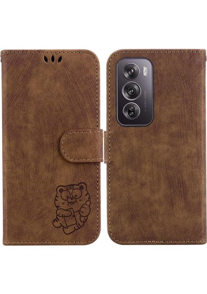 Oppo Oppo 12 Pro 5g Için Kılıf Tutucu Kapak Çevirin Folio Kabartmalı Sevimli Kaplan (Yurt Dışından)