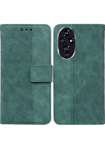 Onur Için Flip Case 200 5g Kickstand Özelliği Geometrik Kabartmalı Flip Folio (Yurt Dışından)
