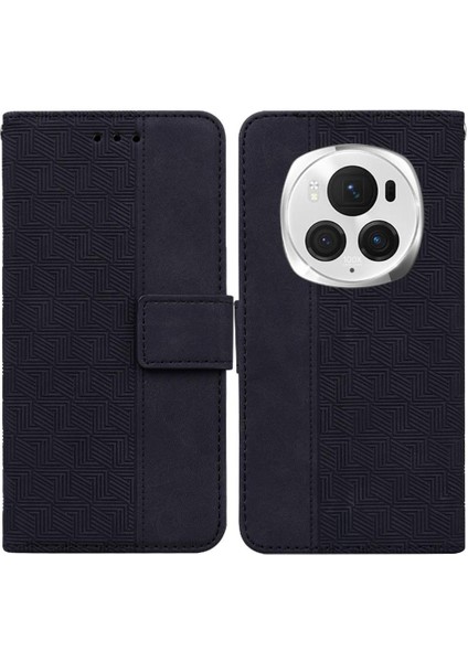 Onur Magic6 Pro Flip Folio Kickstand Özelliği Için Flip Case Geometrik Pu (Yurt Dışından)