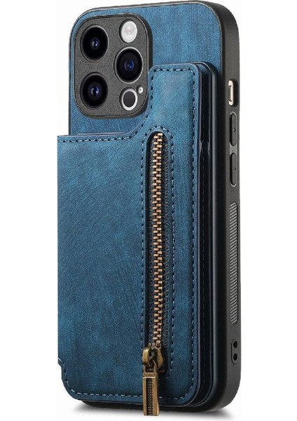 IPhone 15 Için Kılıf Pro Max Vintage Fermuar Cüzdan Standı Fonksiyonu Katlanabilir (Yurt Dışından)