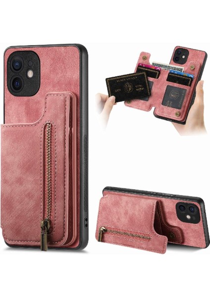 IPhone 11 Için Kılıf Vintage Fermuar Cüzdan Standı Fonksiyonu Katlanabilir Arka Kapak (Yurt Dışından)