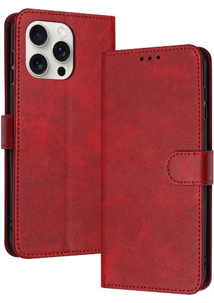 Toka Pu Deri Saf Kart Yuvası ile IPhone 15 Pro Için Flip Case (Yurt Dışından)