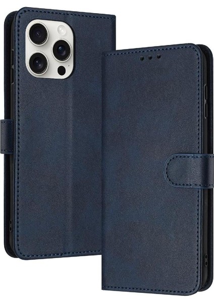 IPhone 13 Için Flip Case Pro Max Saf Renk Pu Deri Kickstand ile (Yurt Dışından)