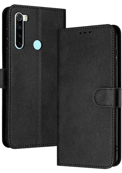 Xiaomi Redmi Not 8 Için Flip Case Saf Renk Pu Deri Kart Yuvası ile (Yurt Dışından)
