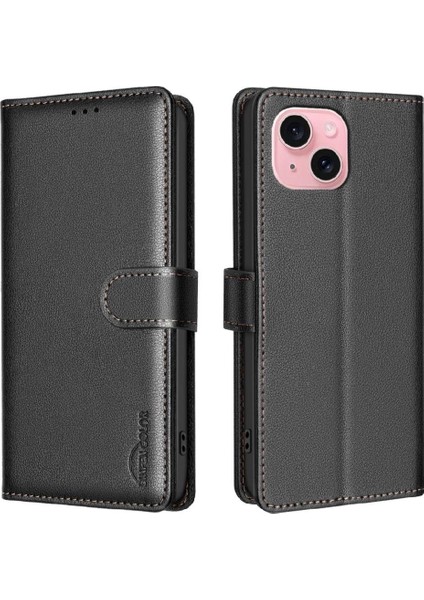 IPhone 14 Için Flip Case Artı Pu Deri Rfıd Engelleme Kart Tutucu Cüzdan (Yurt Dışından)