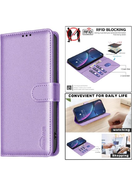 IPhone 16 Için Flip Case Pro Max Rfıd Engelleme Cüzdan Pu Deri Manyetik (Yurt Dışından)