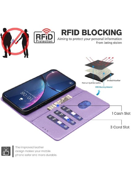 IPhone 16 Için Flip Case Pro Max Rfıd Engelleme Cüzdan Pu Deri Manyetik (Yurt Dışından)