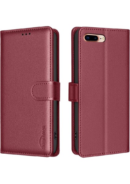 IPhone 7/8 Için Flip Case Manyetik Kart Tutucu Kickstand Rfıd Engelleme Pu (Yurt Dışından)