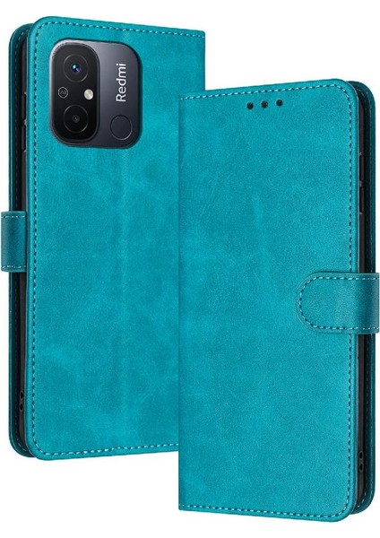 Xiaomi Redmi Için Flip Case 11A 4g Saf Renk Kart Yuvası ile Kickstand Pu (Yurt Dışından)