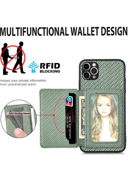 IPhone 11 Için Kılıf Pro Max Manyetik Kart Tutucu Standı Fonksiyonu Rfıd Kamera (Yurt Dışından)