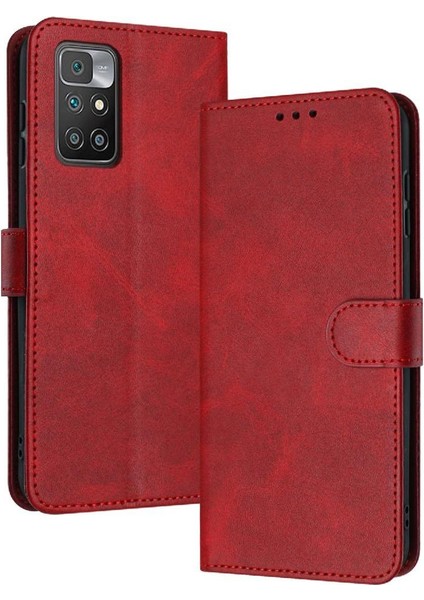 Xiaomi Redmi 10 Başbakan Kickstand Saf Renk Pu Deri Için Flip Case (Yurt Dışından)