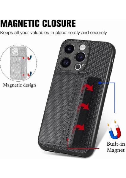 IPhone 15 Için Kılıf Pro Max Standı Fonksiyonu Manyetik Kart Tutucu Komple (Yurt Dışından)