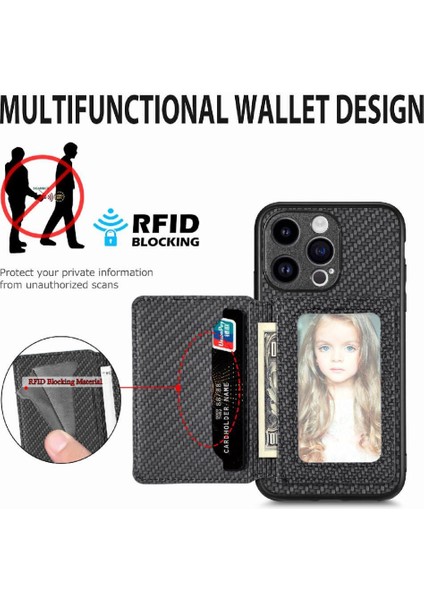 IPhone 15 Için Kılıf Pro Max Standı Fonksiyonu Manyetik Kart Tutucu Komple (Yurt Dışından)