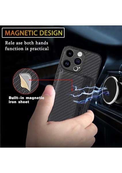 IPhone 15 Için Kılıf Pro Max Standı Fonksiyonu Manyetik Kart Tutucu Komple (Yurt Dışından)