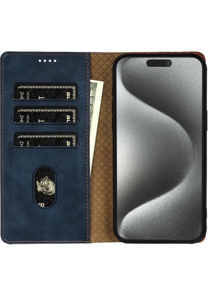 IPhone 15 Pro Için Flip Case Yan Cep Manyetik Kapatma Kart Yuvaları Anti (Yurt Dışından)