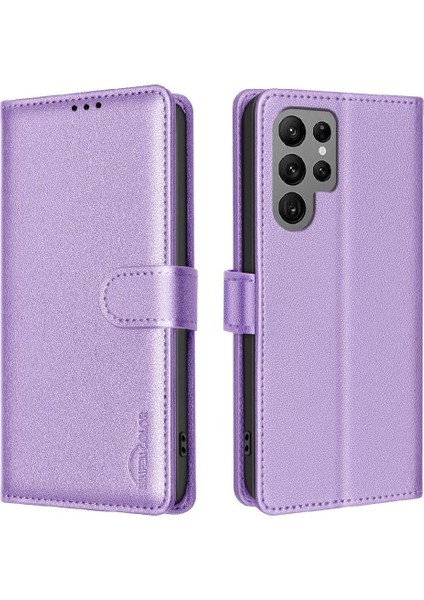 Samsung Galaxy S24 Ultra Manyetik Kart Tutucu Kickstand Pu Için Flip Case (Yurt Dışından)
