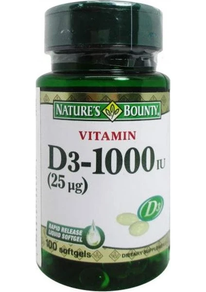 Nature's Bounty Vitamin D3 1000 Iu 100 Softjel