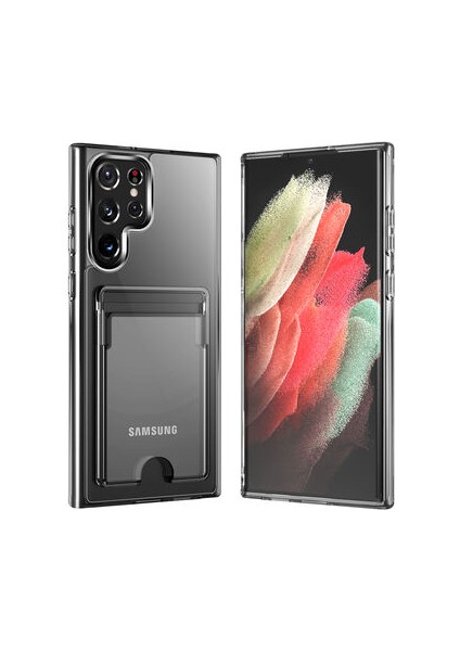 Samsung Galaxy S23 Ultra Şeffaf Kart Bölmelli Sert Ensa Premium Silikon Kılıf