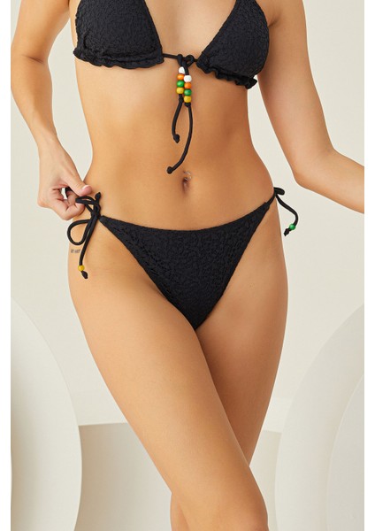 Siyah Dantelli Tek Alt Bikini