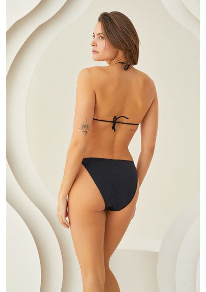 Siyah Dantelli Tek Alt Bikini