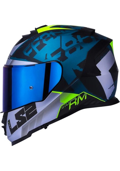Storm 2 Sprinter Siyah Gri Cobalt Gökkuşağı Vizör + Şeffaf Vizör Hediye