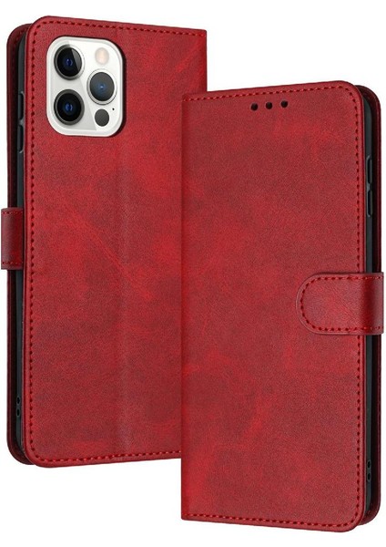 Kart Yuvası ile IPhone 12/12 Pro Saf Renk Pu Deri Için Flip Case (Yurt Dışından)