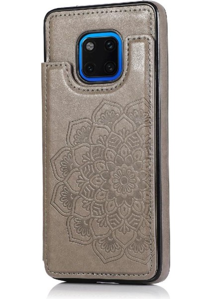 Cüzdan Kart Tutucu Kılıf ile Huawei Mate 20 Pro Çift Düğmeler Pu Flip (Yurt Dışından)