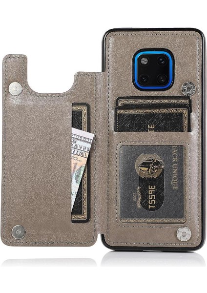Cüzdan Kart Tutucu Kılıf ile Huawei Mate 20 Pro Çift Düğmeler Pu Flip (Yurt Dışından)