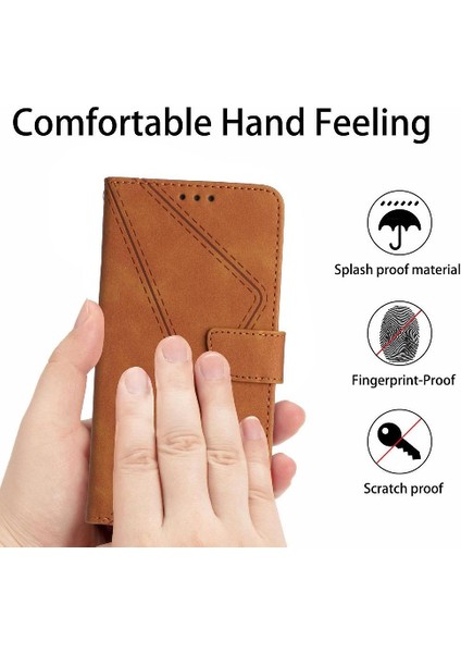 Realme C65 4g Için Flip Case Yüksek Kalite Tpu Dikiş Kabartmalı Yumuşak Pu (Yurt Dışından)