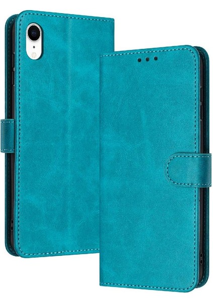 Toka Pu Deri Saf Renk ile Kart Yuvası ile IPhone Xr Için Flip Case (Yurt Dışından)