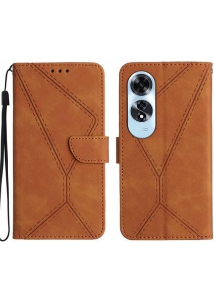 Oppo A60 4g Deri Cüzdan Dikiş Için Flip Case Kabartmalı Yumuşak Pu Yüksek (Yurt Dışından)