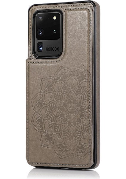 Samsung Galaxy S20 Ultra Desen Çiçek Için Kart Tutucu Kılıf ile Cüzdan (Yurt Dışından)