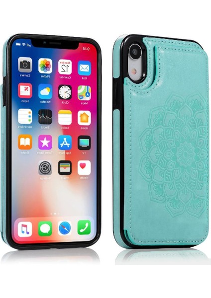 IPhone Xr Desen Çiçek Çift Düğmeler Için Kart Tutucu Kılıf ile Cüzdan (Yurt Dışından) indirimleri