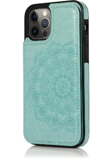 IPhone 12 Için Kart Tutucu Kılıf ile Cüzdan Pro Max Desen Çiçek Pu Flip (Yurt Dışından)