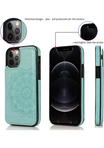 IPhone 12 Için Kart Tutucu Kılıf ile Cüzdan Pro Max Desen Çiçek Pu Flip (Yurt Dışından)