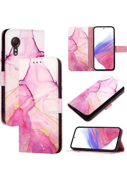 Samsung Galaxy Xcover5 Pu Deri Mermer Desen Kickstand Cüzdan (Yurt Dışından)