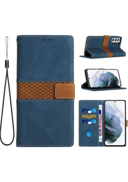 Samsung Galaxy S21 Kickstand Kart Yuvası Bilek Kayışı Çizik Için Cüzdan Kılıf (Yurt Dışından)