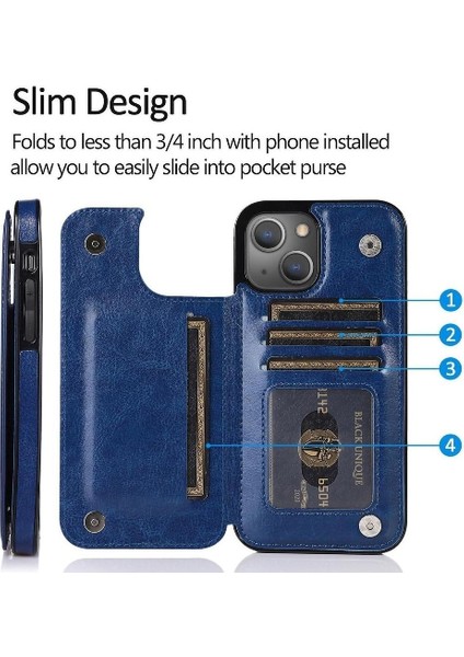 Kart Tutucu Kickstand Kart Yuvaları ile IPhone 14 Artı Cüzdan Durumda Pu (Yurt Dışından)