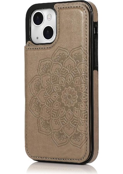 IPhone 15 Için Kart Tutucu Kılıf ile Cüzdan Artı Çift Düğmeler Flip Çiçek (Yurt Dışından)