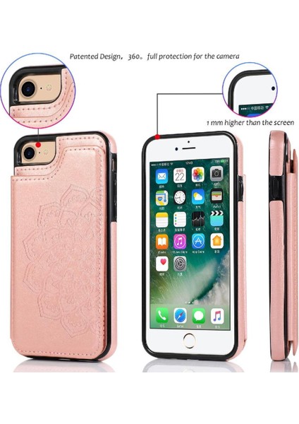 IPhone 7/8/flip Flip Darbeye Pu Deri Için Kart Tutucu Kılıf ile Cüzdan (Yurt Dışından)
