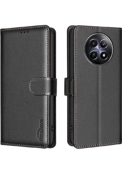 Realme 12 5g Cüzdan Manyetik Pu Deri Rfıd Engelleme Kartı Için Flip Case (Yurt Dışından)