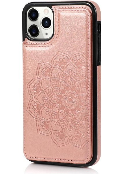 IPhone 11 Pro Çift Düğmeler Desen Flip Için Kart Tutucu Kılıf ile Cüzdan (Yurt Dışından)