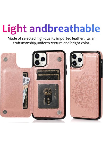 IPhone 11 Pro Çift Düğmeler Desen Flip Için Kart Tutucu Kılıf ile Cüzdan (Yurt Dışından)