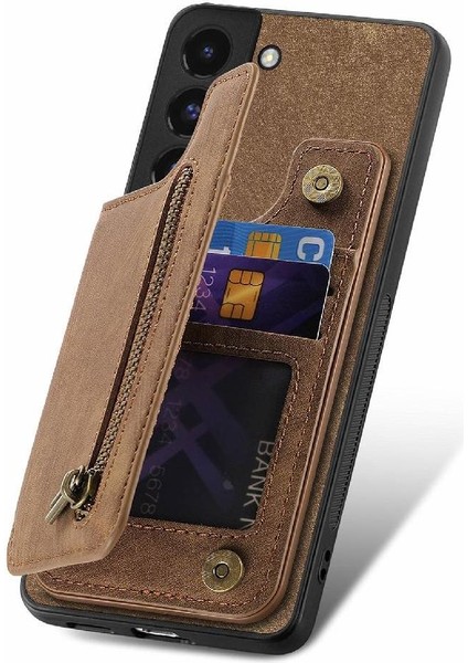 Samsung Galaxy S22 Artı Vintage Fermuar Cüzdan Katlanabilir Arka Kapak (Yurt Dışından)