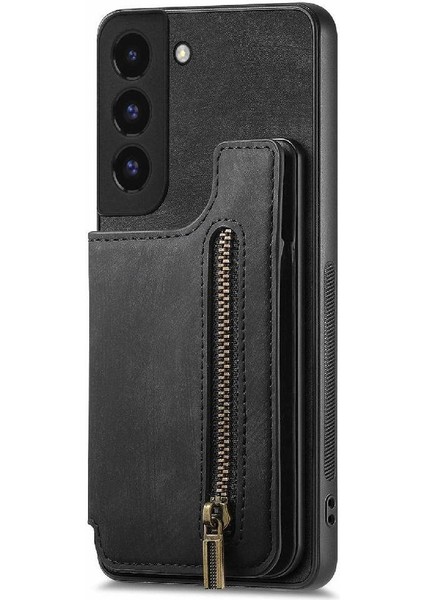 Samsung Galaxy S22 Artı Vintage Fermuar Cüzdan Katlanabilir Arka Kapak (Yurt Dışından)