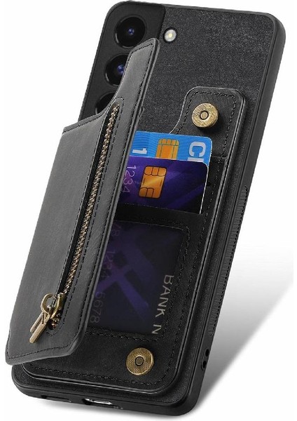 Samsung Galaxy S22 Artı Vintage Fermuar Cüzdan Katlanabilir Arka Kapak (Yurt Dışından)