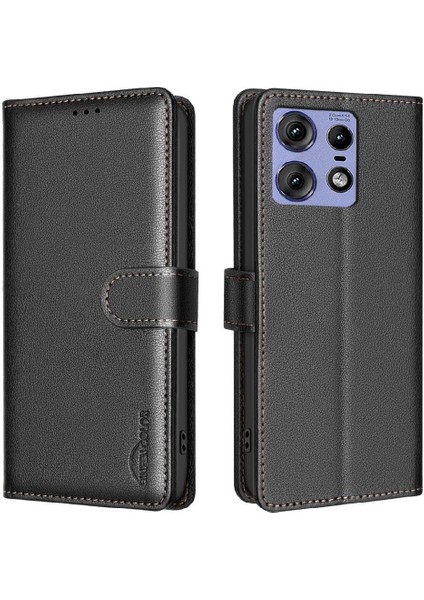 Motorola Moto Kenar 50 Pro Manyetik Pu Deri Cüzdan Kart Için Flip Case (Yurt Dışından)